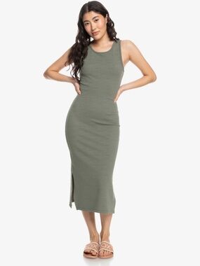 24. Roxy • NWT $90 Sleeveless Olive Green Midi Dress PTP 17”-21”